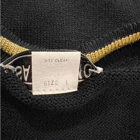 Vintage San Remo by Laura Knits Cardigan Sweater in Black w/Gold Trim Size Large - Picture 5 of 6